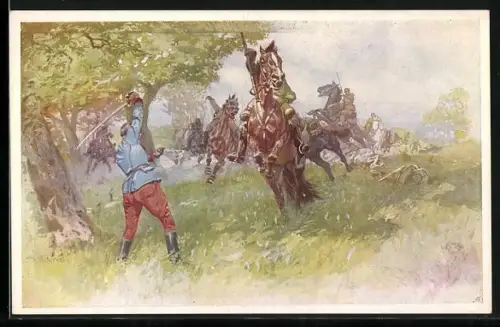 AK Rotes Kreuz Nr. 267, Heldentod des Oberleutnants Skribensky von Ulanen-Regt. 2