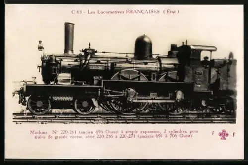 AK Les Locomotives Francaises, Machine N° 220-261, französische Eisenbahn