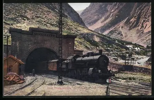 AK schweizer Eisenbahn, Gotthardbahn, Gr. Tunnel
