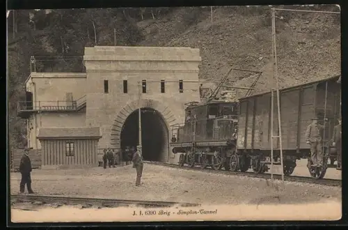 AK Brig, Schweizer Eisenbahn am Simplon-Tunnel