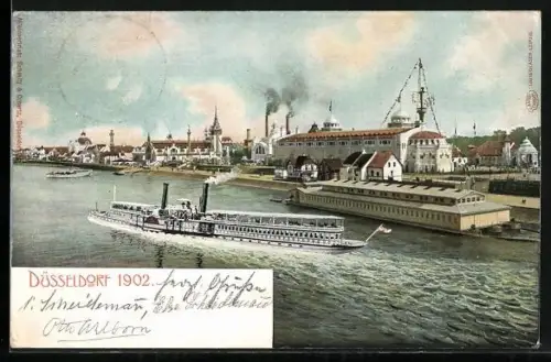 AK Düsseldorf, Ausstellung 1902, Partie am Hafen