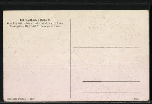 AK Hannover-Linden, Hanomag, Herstellung eines Lokomotiv-Dampfzylinders, Bild 8