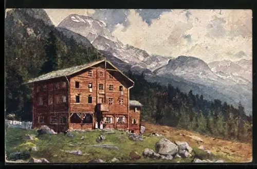 Künstler-AK Dominikushütte im Zamsergrund
