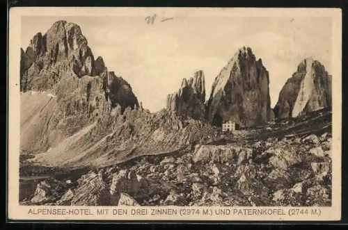 AK Alpensee-Hôtel Drei Zinnen, Partie mit Paternkofel