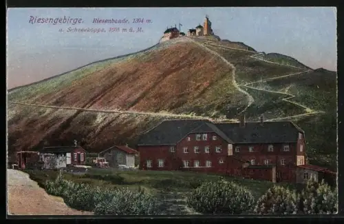 AK Riesenbaude und Schneekoppe