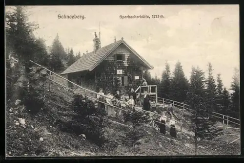 AK Sparbacherhütte, Leute an der Hütte am Schneeberg