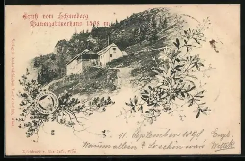 AK Berghütte Baumgartnerhaus auf dem Schneeberg