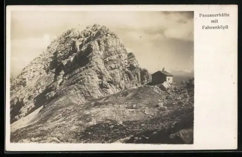 AK Passauerhütte, Blick auf die Hütte mit Fahnenköpfl