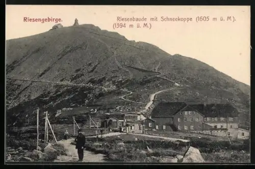 AK Riesenbaude mit Blick zur Schneekoppe