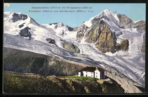 AK Schaubachhütte, Panorama mit Königsspitze, Kreilspitze und Schrötterhorn
