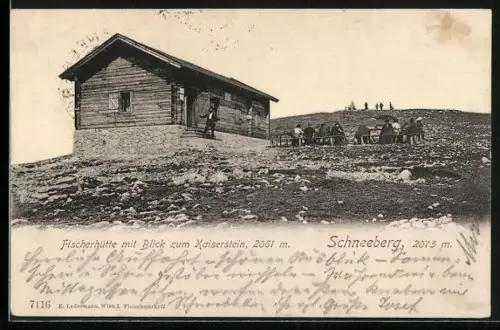 AK Fischerhütte, Berghütte auf dem Schneeberg mit Blick zum Kaiserstein
