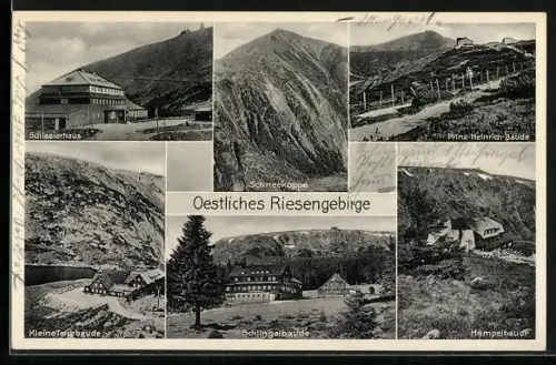 AK Riesengebirge, Schlingelbaude, Schlesierhaus, Hampelbaude
