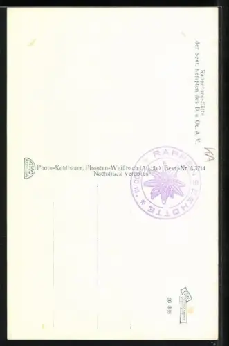 AK Rappensee-Hütte, Berghütte mit Rappenköpfle