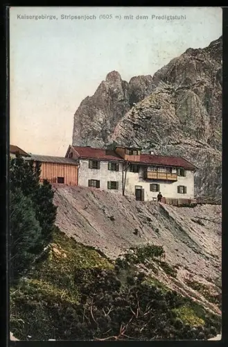 AK Stripsenjochhaus, Berghütte im Kaisergebirge mit Stripsenjoch und Predigtstuhl