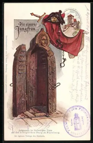 AK Nürnberg, eiserne Jungfrau im fünfeckigen Turm der Burg, Richtschwert