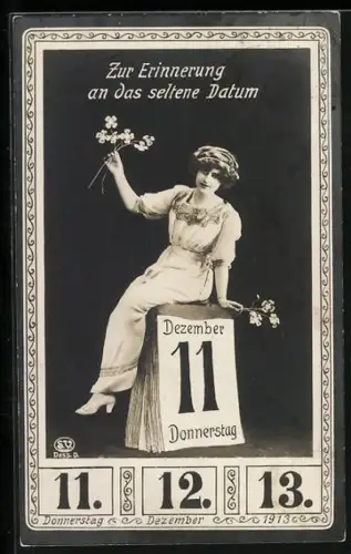 AK Zur Erinnerung an das seltene Datum 11.12.13