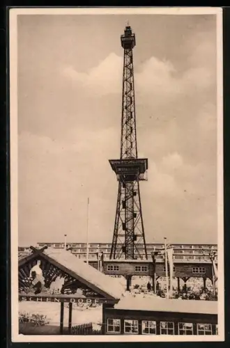 AK Berlin, Ausstellung. Der Funkturm im Deutschen Dorf