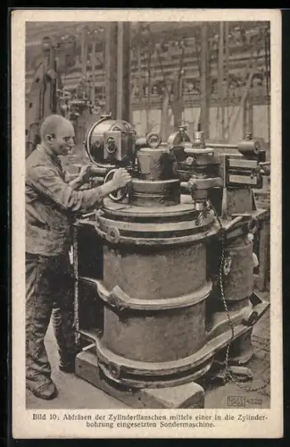 AK Hannover-Linden, Hanomag-Werk, Herstellung eines Lokomotiv-Dampfzylinders, Bild 10