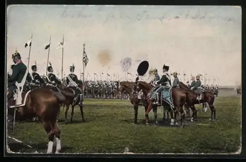 AK Schwagstorf / Fürstenau, Fahnenweihe Kriegerverein 1912, Kavallerieaufmarsch