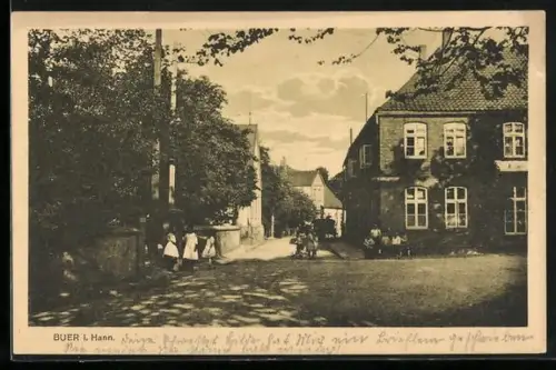 AK Buer / Melle, Ortsansicht mit Kindergruppe