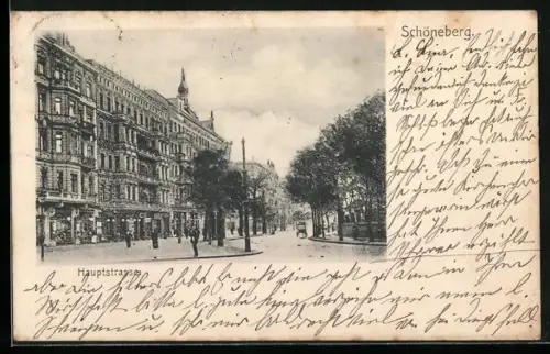 AK Schöneberg, Hauptstrasse mit Fussgängern