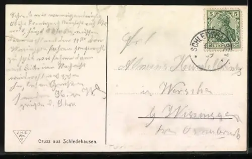 AK Schledehausen / Bissendorf, Strassenpartie mit Wohnhäusern