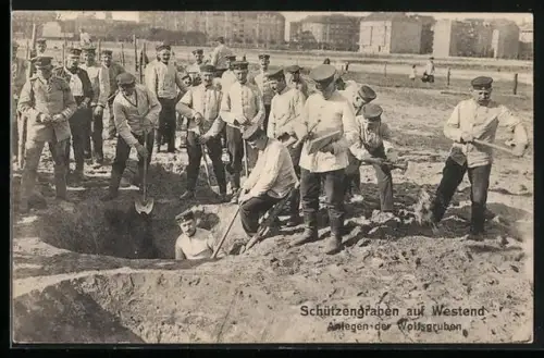 AK Berlin-Charlottenburg, Schützengraben auf Westend - Anlegen der Wolfsgruben