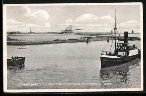 AK Zuiderzeewerken, Gezicht op het breezand, een opgespoten terrein