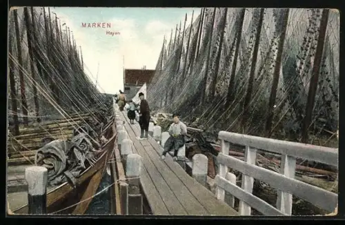 AK Marken, Haven, Arbeiter beim Bootsbau