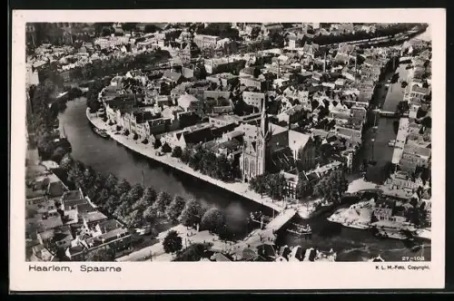 AK Haarlem, Spaarne, Ortsansicht vom Flugzeug aus