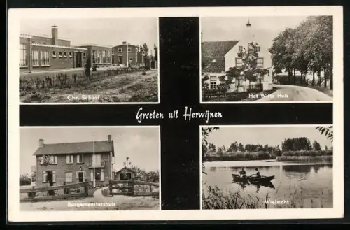 AK Herwijnen, Het Witte Huis, Wielzicht, Chr. School, Burgermeesterhuis