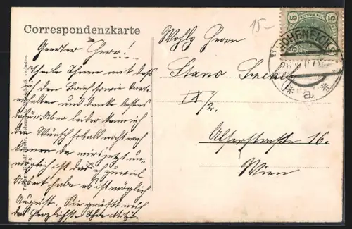 AK Hoheneich, Blick vom Wasser auf die Kirche