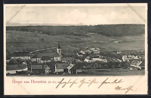 AK Hernstein /N.-Ö., Ortsansicht mit Blick zum Wald