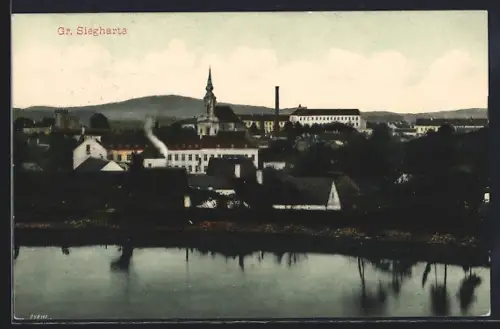 AK Gr. Siegharts, Panorama mit Kirche