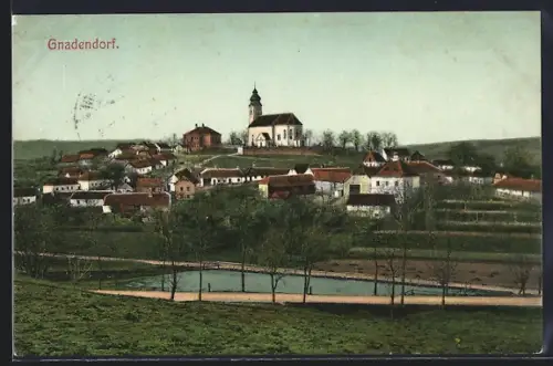 AK Gnadendorf, Flusspartie mit Blick zum Ortszentrum