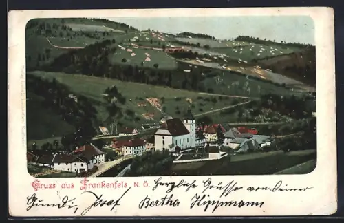 AK Frankenfels /N. Ö., Ortsansicht vom Berg aus