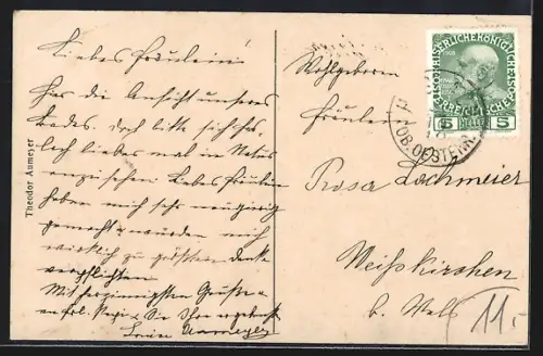 AK Haslach /Ob.-Oest., Uferpartie mit Kirche