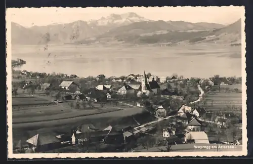 AK Weyregg am Attersee, Ortsansicht aus der Vogelschau