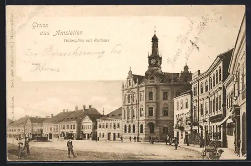 AK Amstetten, Hauptplatz mit Rathaus