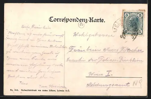 AK Albrechtsberg an der Grossen Krems, Passant auf Anbaufeld gegen Schloss