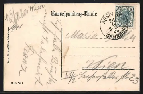 AK Absdorf, Der Kirchenplatz mit Denkmal