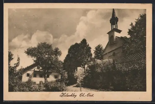 AK Schwarzenberg am Böhmerwald, Holzschlag, Partie an der Kirche
