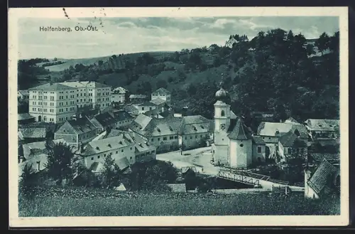 AK Helfenberg /Ob.-Öst., Die Kirche vom Berg aus