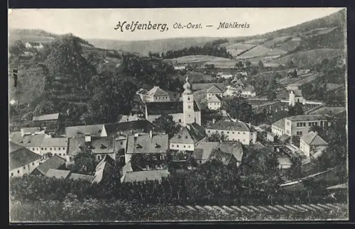 AK Helfenberg im Mühlkreis, Ortsansicht mit Kirche aus der Vogelschau