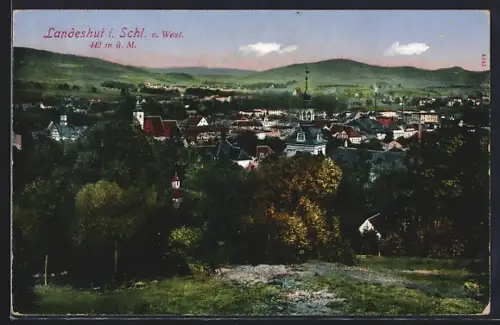 AK Landeshut i. Schl., Ortsansicht mit Panorama