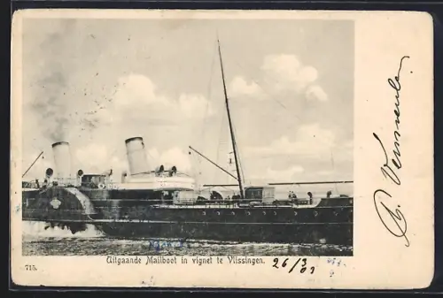 AK Vlissingen, Uitgaande Mailboot in vignet