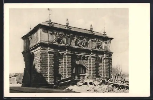 AK Gdansk, Altes Gebäude neben Trümmern