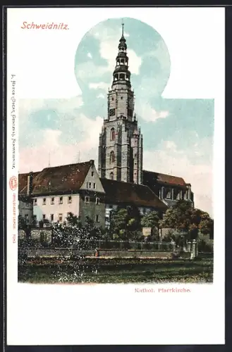 AK Schweidnitz, die katholische Pfarrkirche