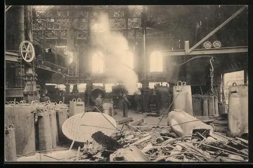 AK La Métallurgie, Vue de la halle des aciéries Thomas, Giesserei