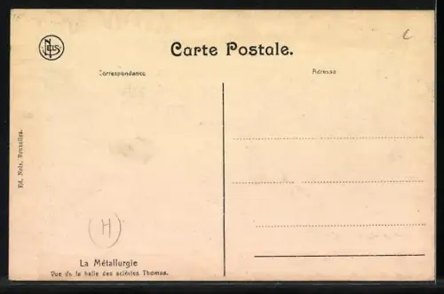 AK La Métallurgie, Vue de la halle des aciéries Thomas, Giesserei